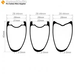 [ULTRALIGHT] 700C 45x28mm  Asymetric Carbon Tubeless Hooked/Hookless / Tubular Road Bike Rim